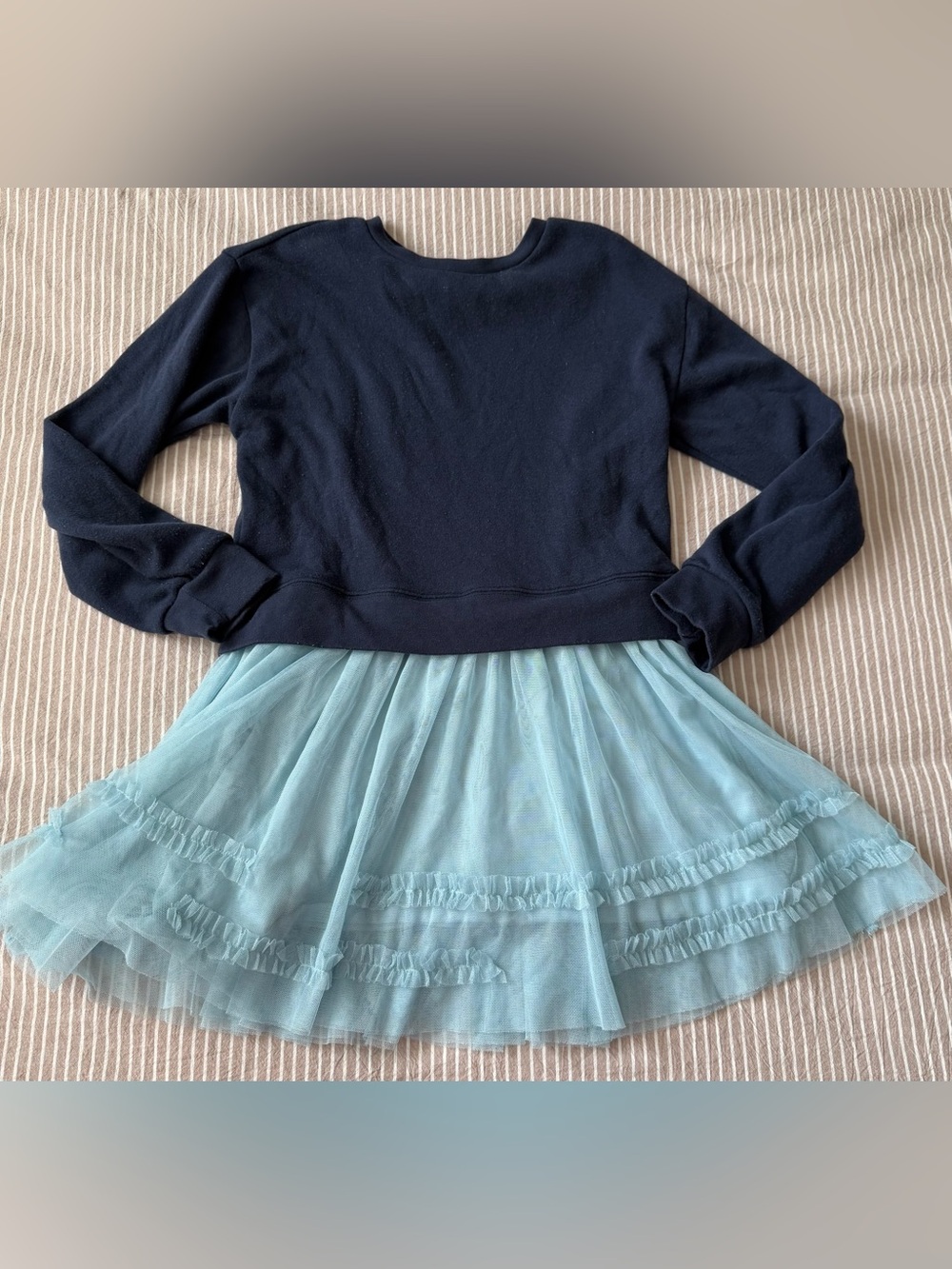CrewCuts Girls Navy Sweater Dress with Tulle, 8